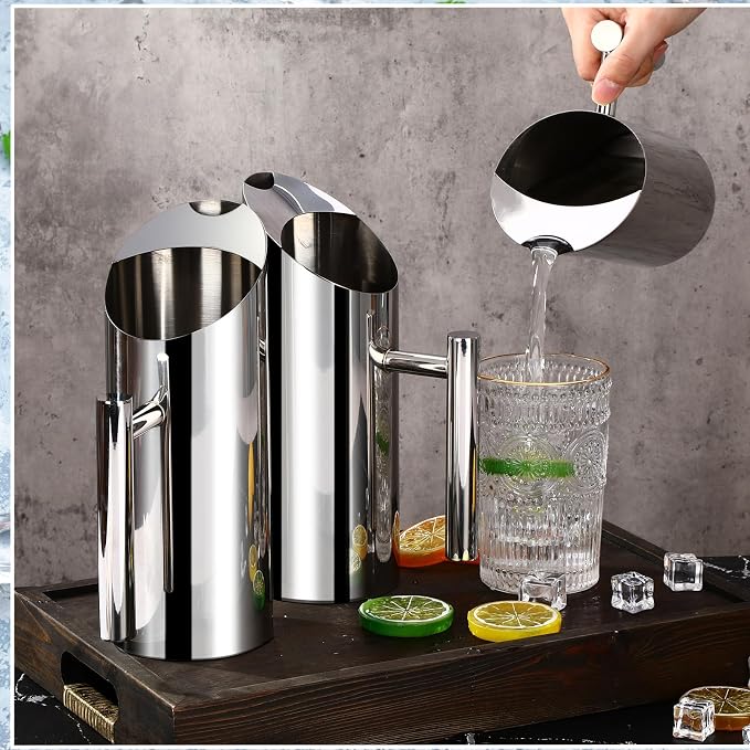 Funnymoom 3 Pack 35oz/1l Stainless Steel Water Pitcher Modern Metal Pitcher - Image 4