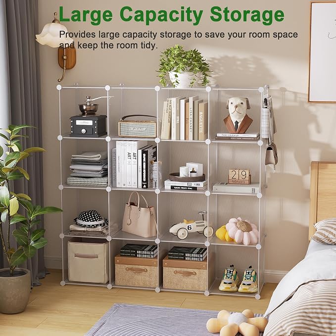 C&AHOME Cube Storage Organizer, 16-Cube Shelves Units, Plastic Storage Cubes - Image 3