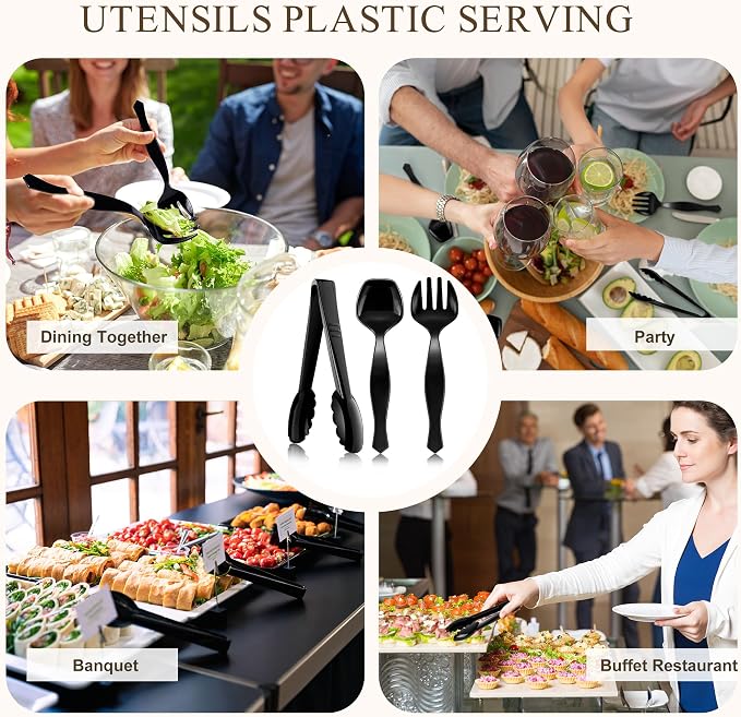 Mwellewm 72Pcs Plastic Serving Utensils Set Large Disposable Serving Spoons - Image 7