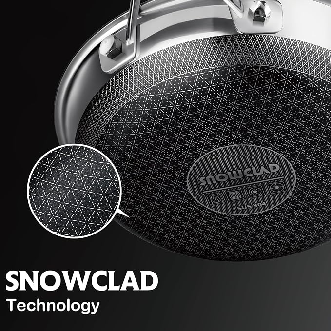 SNOWCLAD 12 Inch Hybrid Nonstick Frying Pan, Stainless Steel Skillet, - Image 6