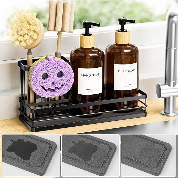 Moforoco Kitchen Dish Soap Dispenser Set, 16OZ Glass Bottle, Hand and Dish Soap - Image 5