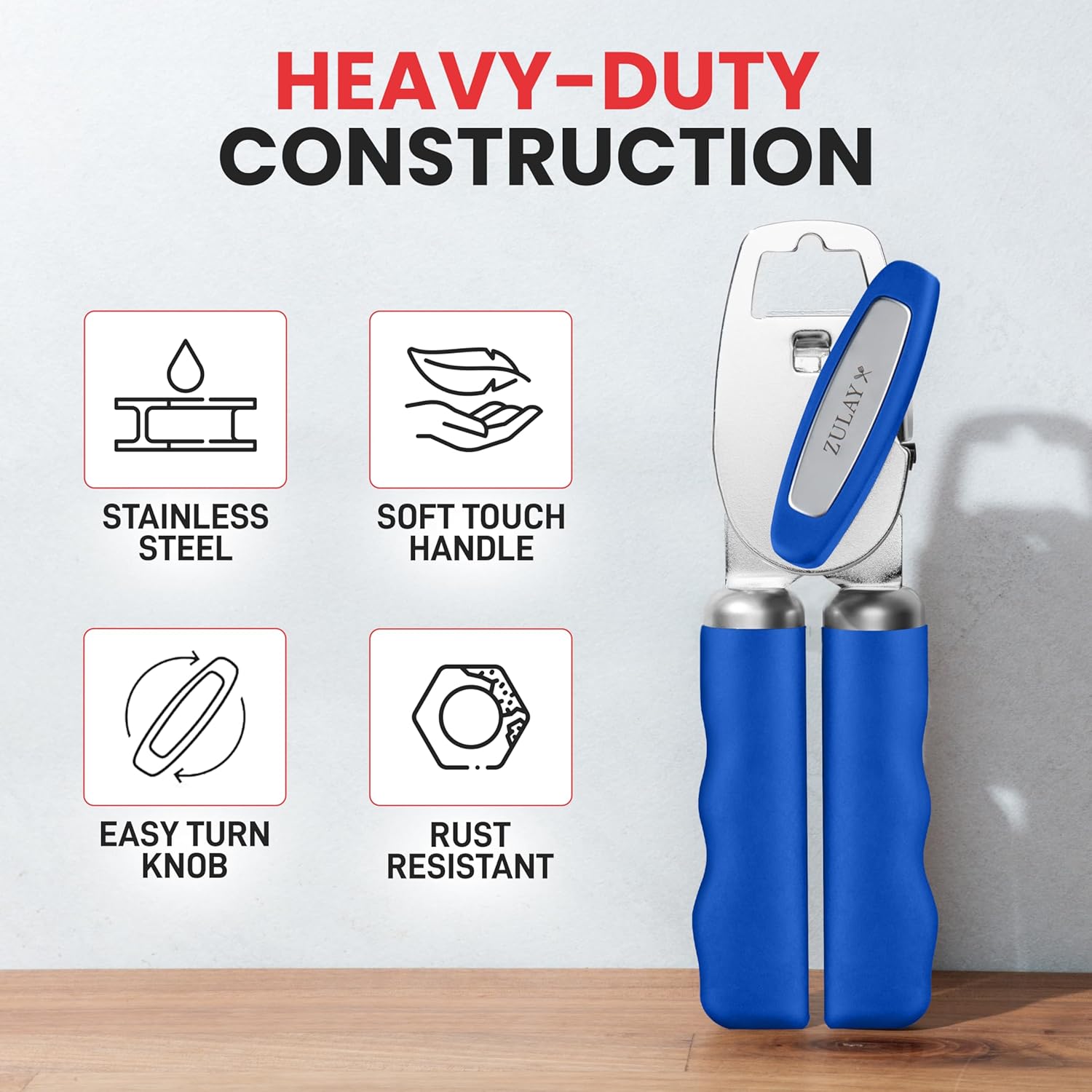 Zulay Kitchen Manual Can Opener with Bottle Opener with Turn Knob