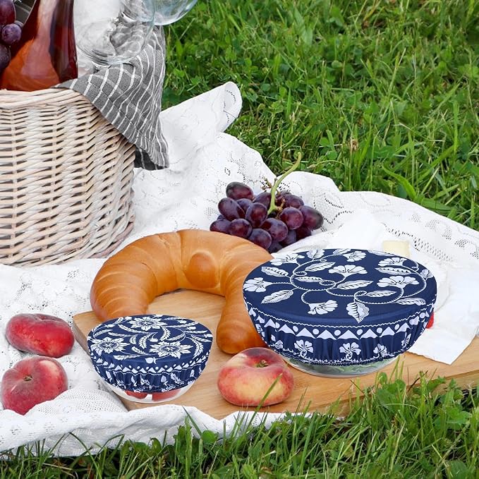 5 Pieces Bowl Covers Reusable, 5 Size Elastic Cloth Bowl Covers - Image 7