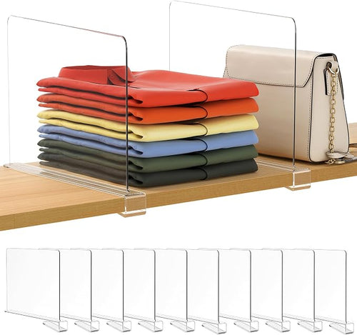 10 Pack 12 Inches Clear Shelf Dividers by Famyards
