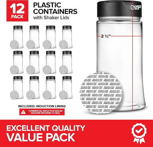 12 Pack 9.5 oz Plastic Spice Jars, Empty Seasoning Containers - Image 2