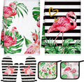 Bencailor 6 Pcs Flamingo Kitchen Towels Oven Mitts and Pot Holders Set by Bencailor