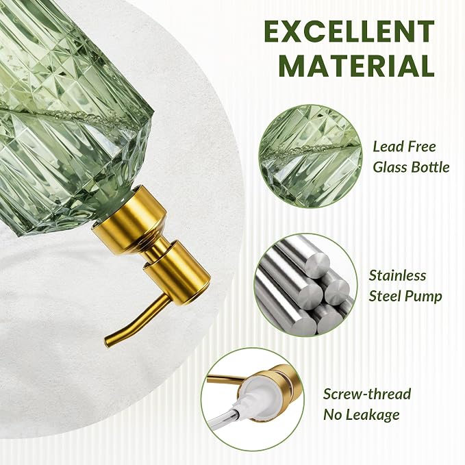 AmazerBath Soap Dispenser Green Glass Soap Dispenser - Image 2