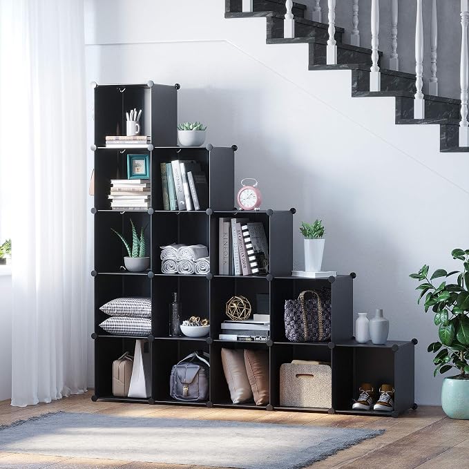 C&AHOME Cube Storage Organizer, 16-Cube Shelves Units, Plastic Storage Cubes - Image 2