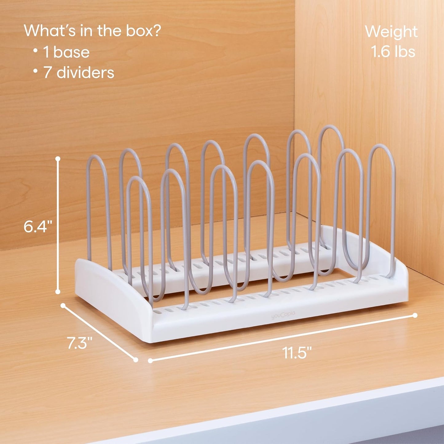 YouCopia StoreMore Adjustable Pan and Lid Rack, Pot Lids and Pans Organizer for Kitchen Cabinet Storage, Classic Edition