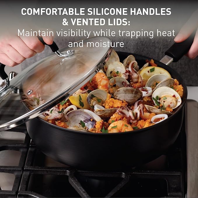 T-fal Ultimate Hard Anodized Nonstick Pots and Pans Set 14 Piece, Oven Broiler - Image 6
