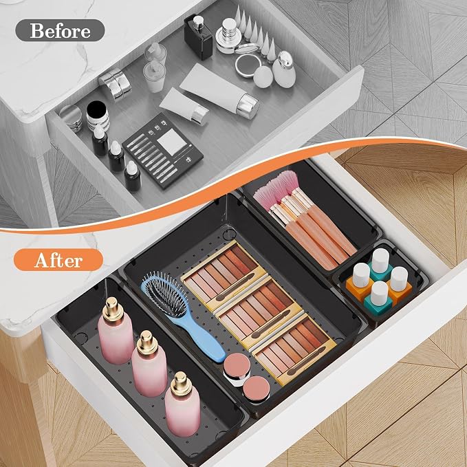 SpaceHacks 25 PCS Plastic Drawer Organizer Set, 4-Size Versatile Organizer Tool - Image 4