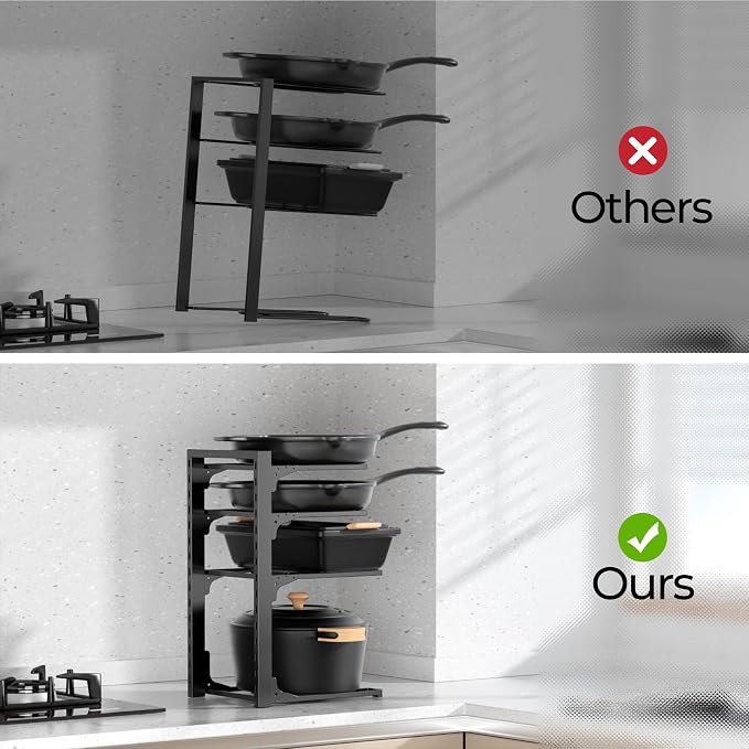 MUDEELA Pots and Pans Organizer under Cabinet 15.75" Tall, 4-Tier Heavy Duty - Image 5