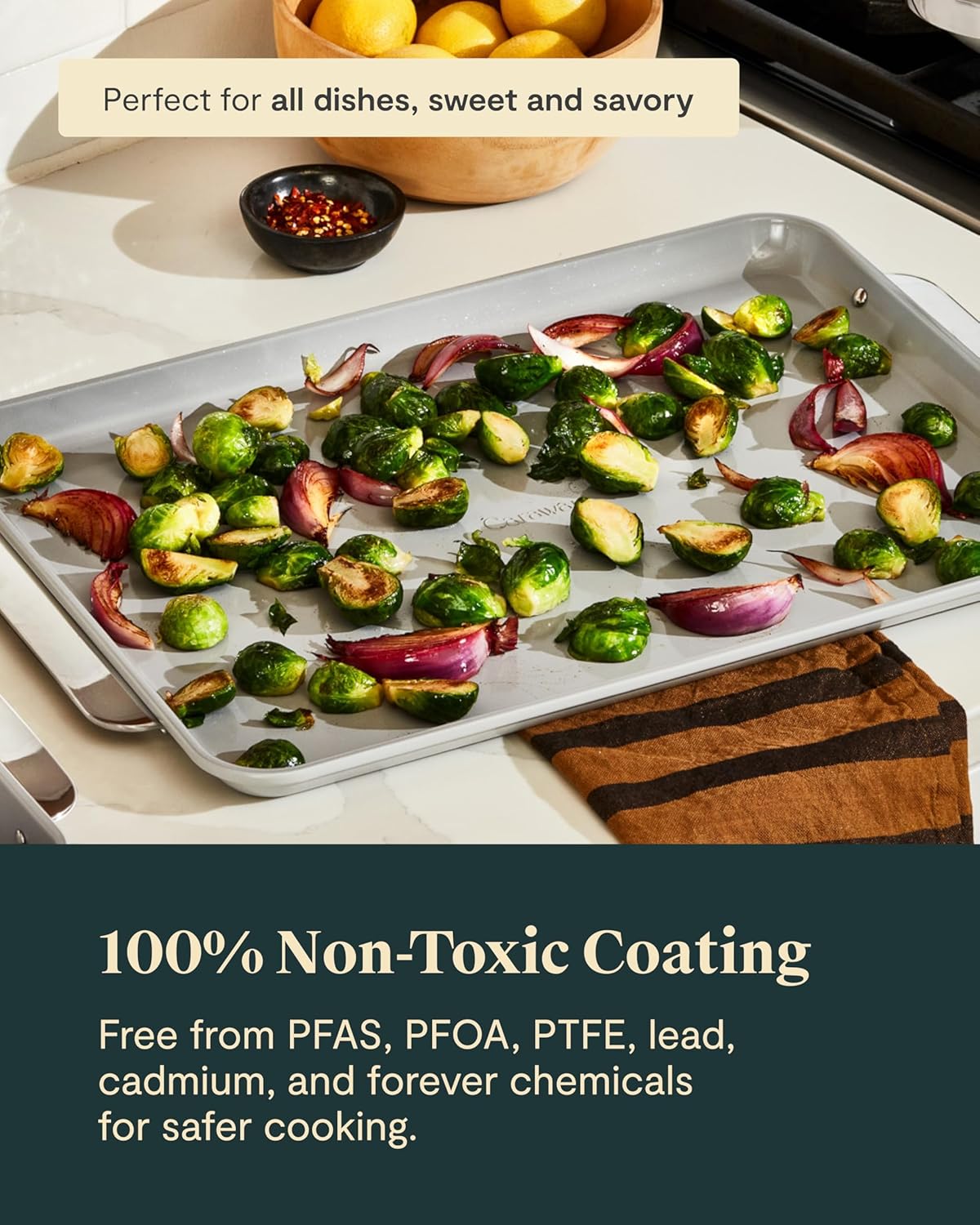 Caraway Non-Stick Ceramic Large Baking Sheet Sheet - Naturally Slick Ceramic Coating - Non-Toxic, PTFE & PFOA Free - Perfect for Baking, Roasting, and More - Large (18" x 13") - Sage
