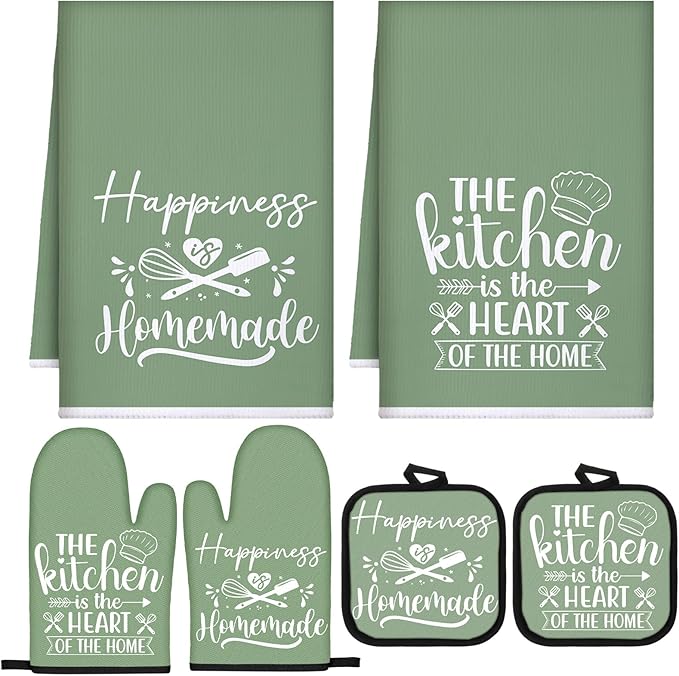 Sratte 6 Pcs Kitchen Decor Accessories Set Farmhouse Towels Pot Holders Oven by Sratte