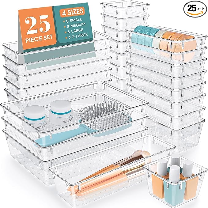 StorMiracle 25 PCS Drawer Organizer Set, 4 Varied Size Bathroom and kitchen by StorMiracle