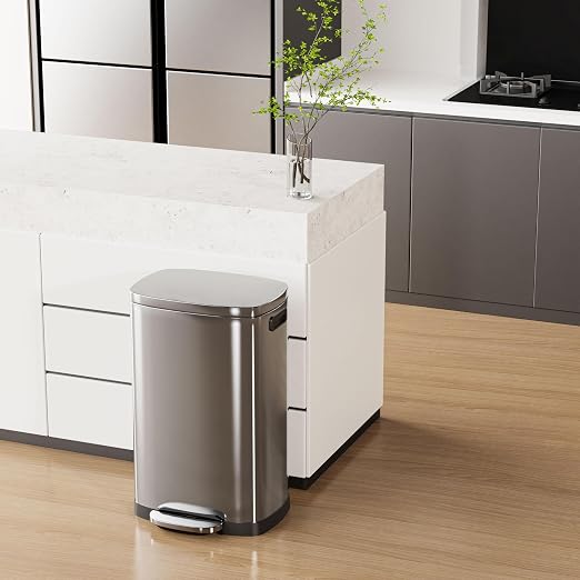 ELPHECO Kitchen Trash Can with Lid Soft Close, 13 Gallon / 50L Stainless Steel - Image 2