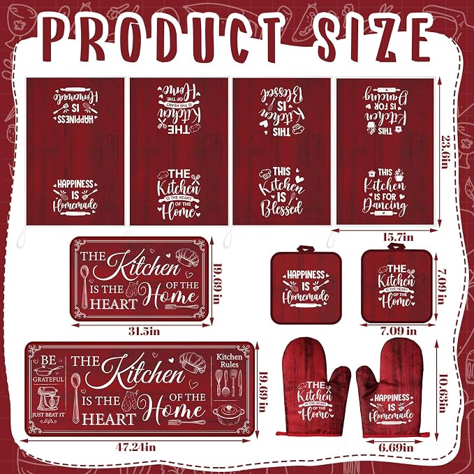 Fourluoo 10 Pcs Farmhouse Kitchen Decor and Accessories Set 4 Kitchen Towels 2 - Image 4