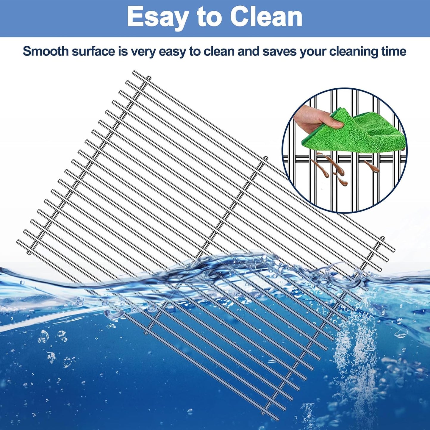 Stainless Steel 7524 7528 Grill Grates with 7620 7621 Flavorizer Bars 65505 Heat Deflectors and 62752 Burner for Weber Genesis Grill Parts 300 Series E310 E320 E330 S310 S320 S330