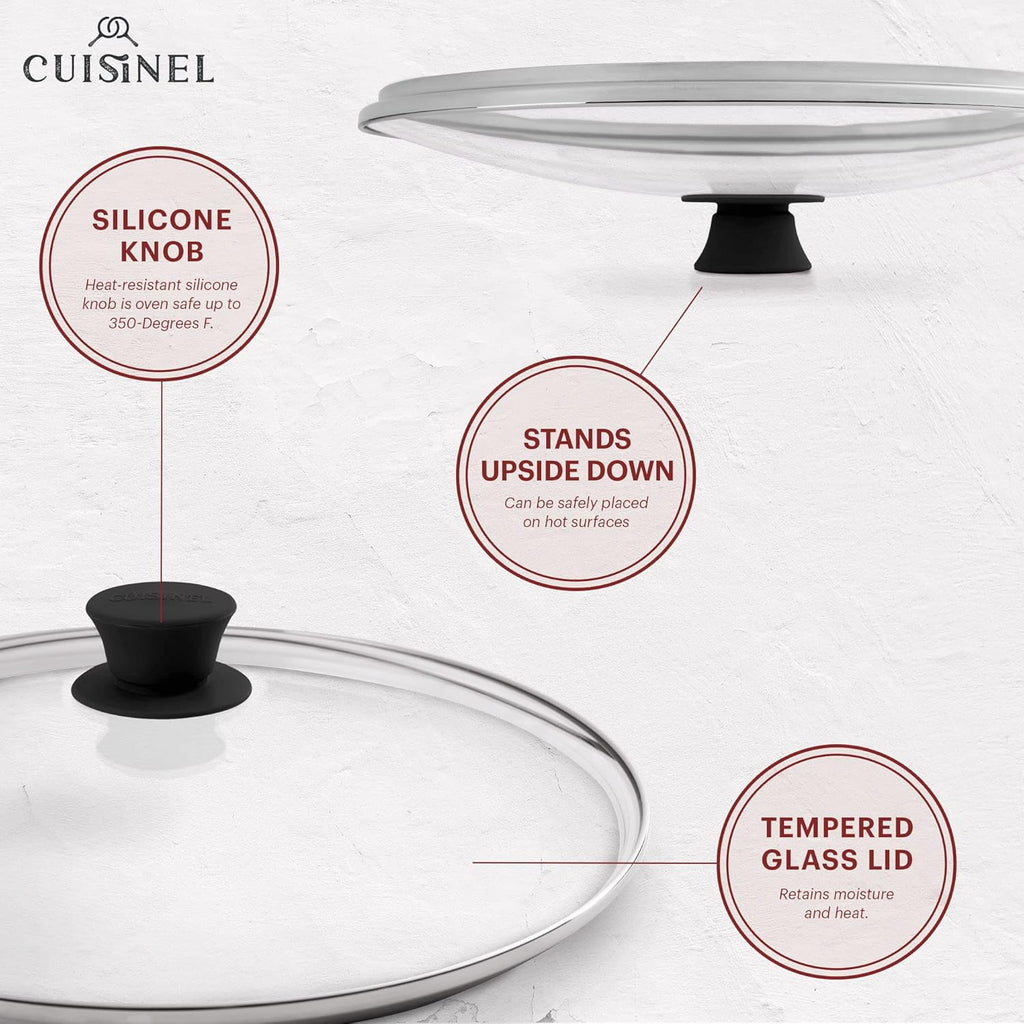 Glass Lid - 12"-inch/30.48-cm/308mm - Compatible with Lodge - Fully Assembled Tempered Replacement Cover - Oven Safe for Skillet Pots Pans: Universal for all Cookware: Cast Iron, Stainless, Non-Stick