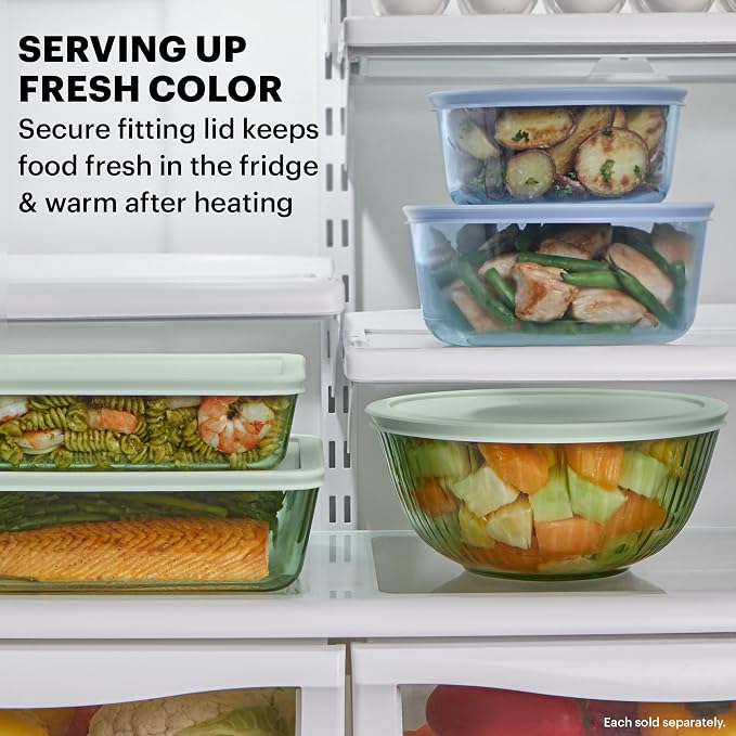 Pyrex Colors Sculpted Tinted Medium/Large Glass Mixing Bowls - Image 4