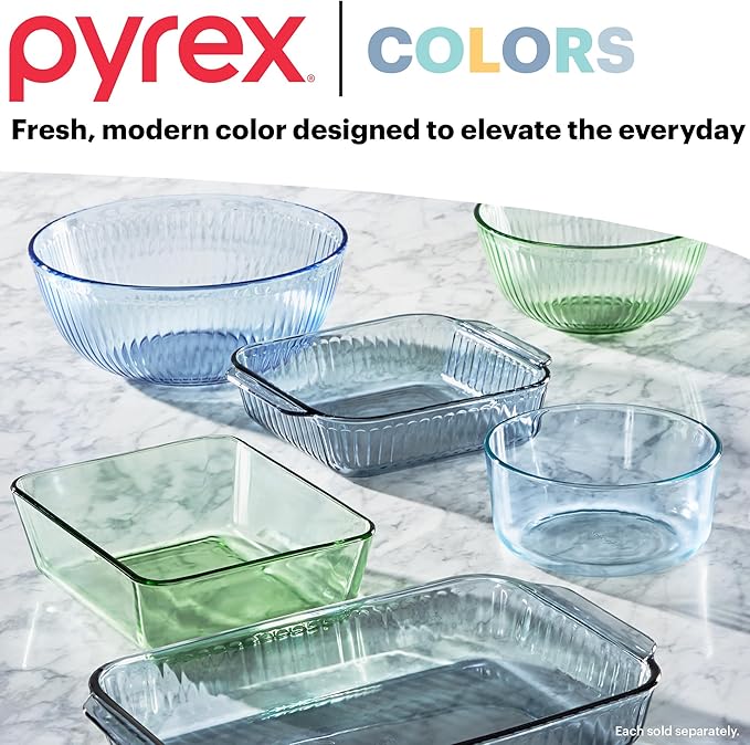 Pyrex Colors Sculpted Tinted Medium/Large Glass Mixing Bowls - Image 6