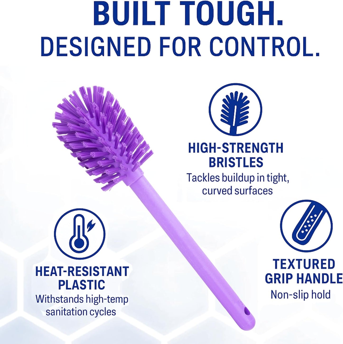 SPARTA Large Water Bottle Brush Ideal for Wide-Mouth Jars, Bottles and Tumblers, Dishwashing Tool with Handle for Home and Commercial Kitchens, Plastic, 12 Inches, Purple, (Pack of 6)