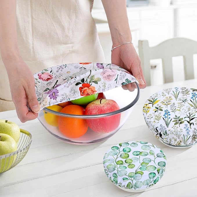 5 Pieces Bowl Covers Reusable, 5 Size Elastic Cloth Bowl Covers - Image 5