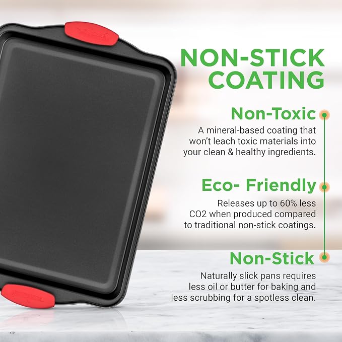 NutriChef 3-Piece Cookie Sheets - Image 4