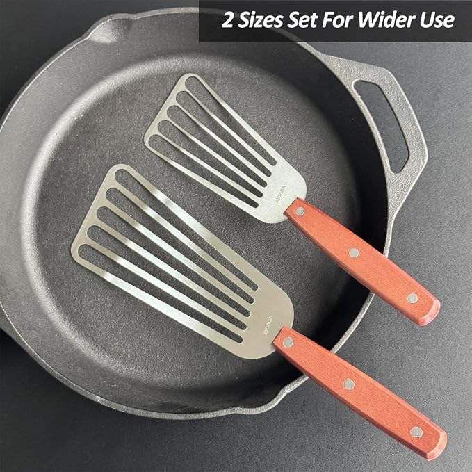 2 Pack Fish Spatula Turner, Stainless Steel Slotted Spatulas - Image 2