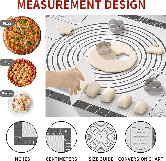 Silicone Baking Mat with Measurement, Non Stick Silicone Pastry Mat - Image 2