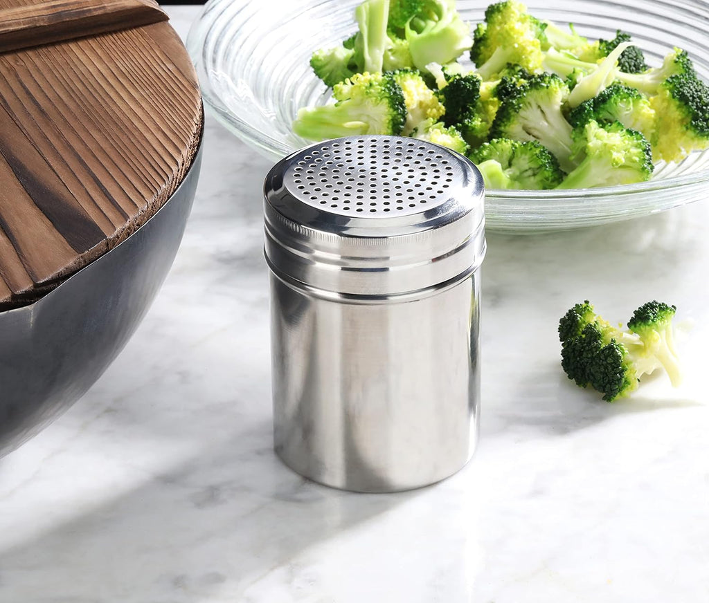 New Star Foodservice 28478 Stainless Steel Dredge Shaker, 10-Ounce, Set of 2