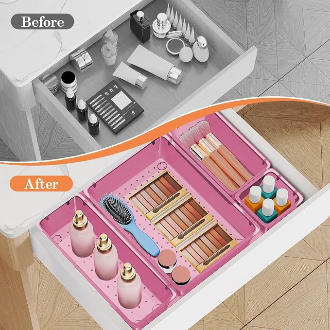 SpaceHacks 25 PCS Plastic Drawer Organizer Set, 4-Size Versatile Organizer - Image 4