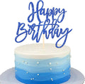 ZHUOWEISM 1 PCS Glitter Happy Birthday Cake Topper for Celebrating Anniversary Theme Party Cake Decorations Supplies Dark Blue