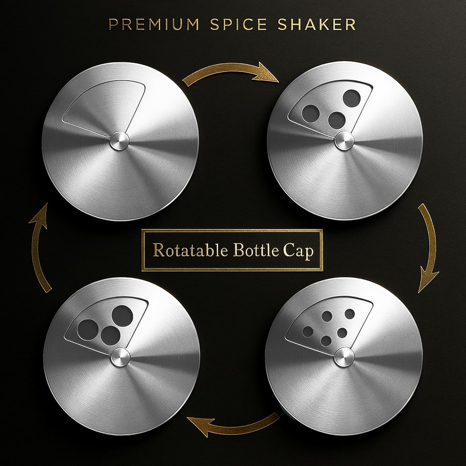 4-Piece Premium Stainless Steel Salt and Pepper Shakers Set – Adjustable Pour Holes Spice Dispenser for Salt, Sugar, Cinnamon, and Pepper – Stylish Kitchen Seasoning and Spice Shaker Set (Red)