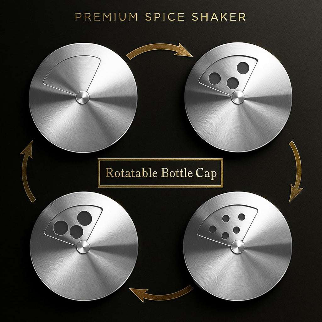4-Piece Premium Stainless Steel Salt and Pepper Shakers Set – Adjustable Pour Holes Spice Dispenser for Salt, Sugar, Cinnamon, and Pepper – Stylish Kitchen Seasoning and Spice Shaker Set (Black)