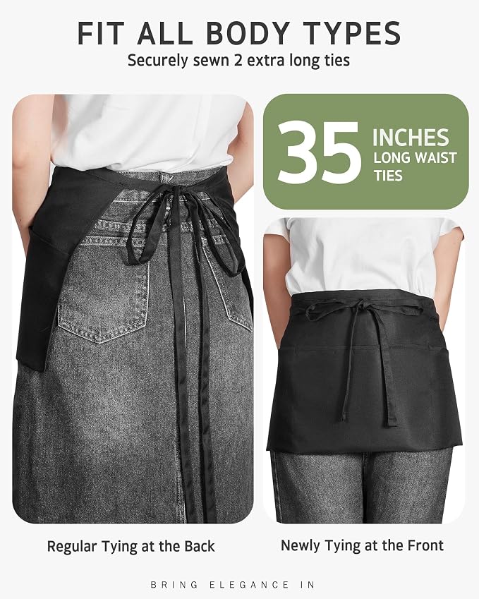 Syntus Server Apron for Men Women, Waitress Waist Apron - Image 5