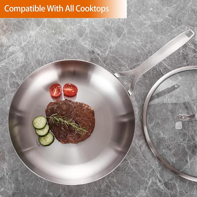 DELARLO Whole Body Tri-Ply Stainless Steel 12 Inch Frying Pan - Image 6