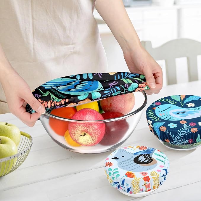 5 Pieces Bowl Covers Reusable, 5 Size Elastic Cloth Bowl Covers - Image 5