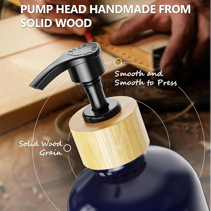 Cisily Navy Blue Kitchen Dish Soap Dispenser, 16 fl Oz Dual Kitchen Soap - Image 5