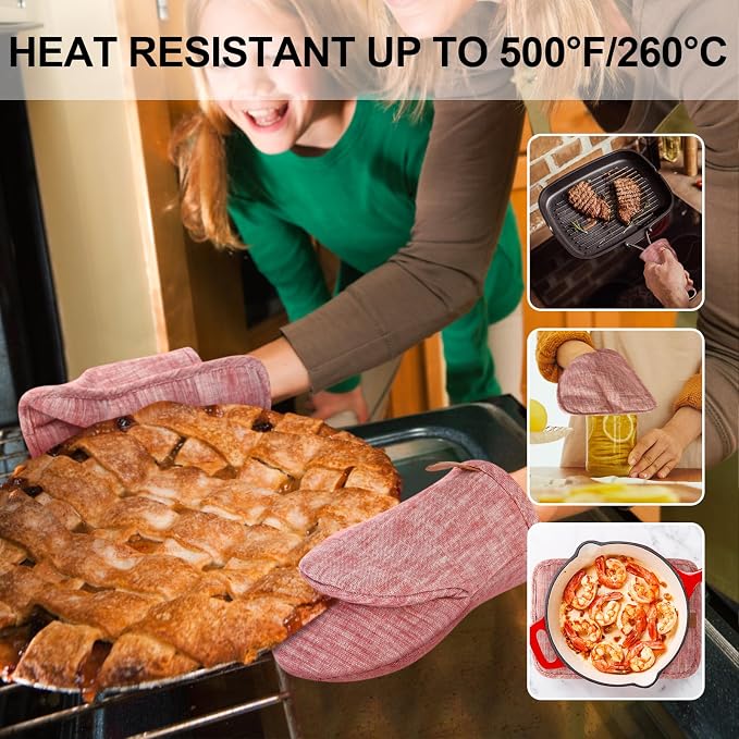 4Pcs Heat Resistant Oven Mitts & Potholders, Flexible Kitchen Accessories - Image 7