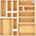 Bamboo Drawer Organizer Set, Junk Drawer Divider and Storage Trays Containers by MapleGrace