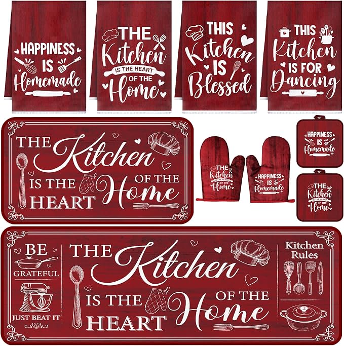 Fourluoo 10 Pcs Farmhouse Kitchen Decor and Accessories Set 4 Kitchen Towels 2 by Fourluoo