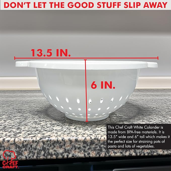 Chef Craft Select Plastic Deep Colander, 11x5 inch 5 quart - Image 4
