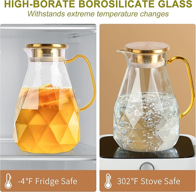 Yirilan Glass Pitcher, 2.2 Liter Water Pitcher - Image 9