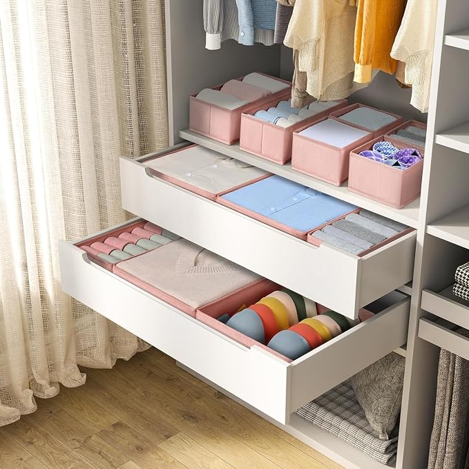 DIMJ Drawer Organizer for Clothing, 18 Pack Fabric Drawer Organizer Bins - Image 3