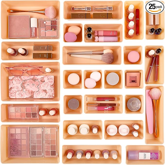 Vtopmart 25 PCS Plastic Drawer Organizers Set, 4-Size Versatile Bathroom and by Vtopmart