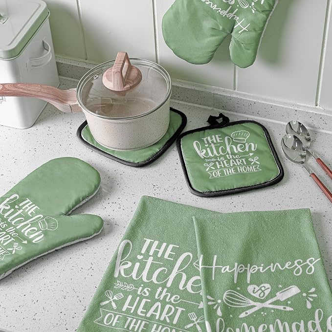 Sratte 6 Pcs Kitchen Decor Accessories Set Farmhouse Towels Pot Holders Oven - Image 3