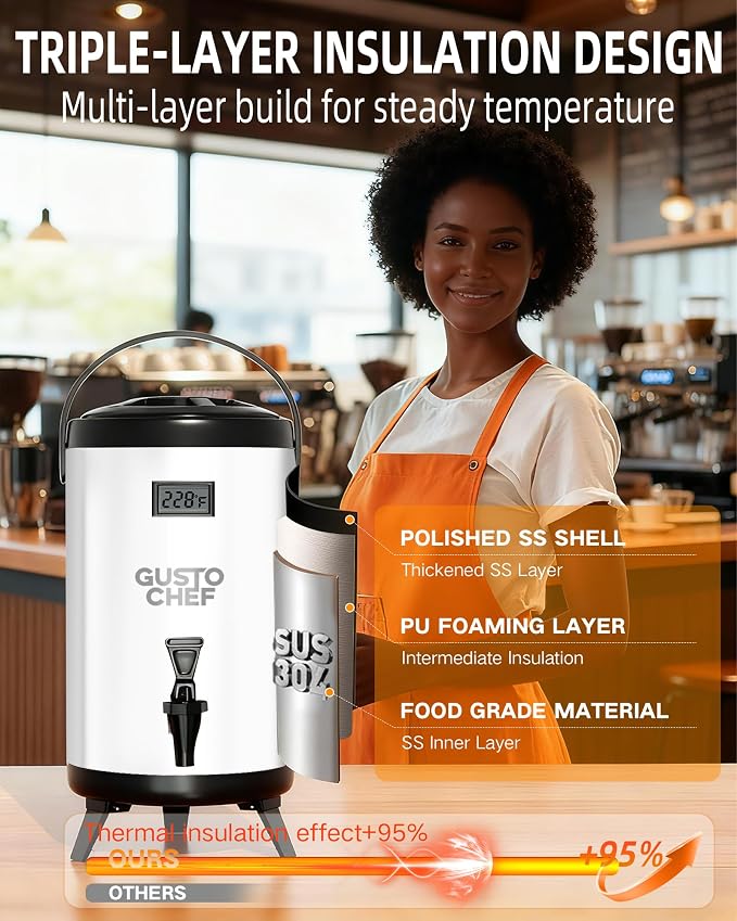 Insulated Beverage Dispenser 3 Gallon, Hot&Cold Drink Dispenser - Image 4