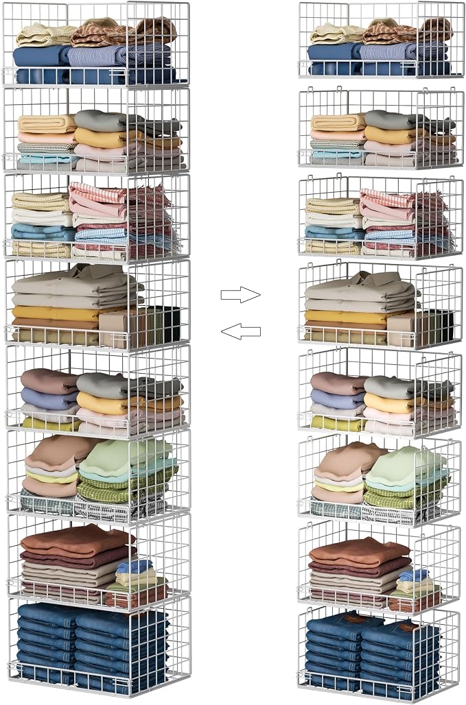 Yociyoga 8-Tier Stackable Closet Organizers and Storage Shelves, Foldable by FollowWithYociyogaTogether