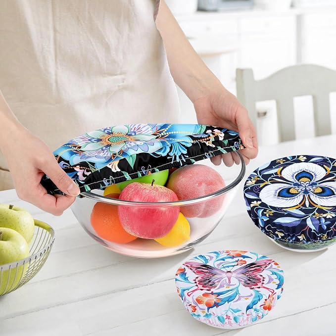 5 Pieces Bowl Covers Reusable, 5 Size Elastic Cloth Bowl Covers - Image 3